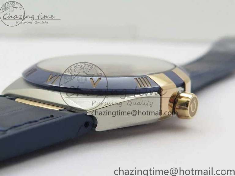 0409 Chic Constellation 131.33.41.21.03.001 SS RG TW Best Edition Blue Dial On Gummy Strap A 7872